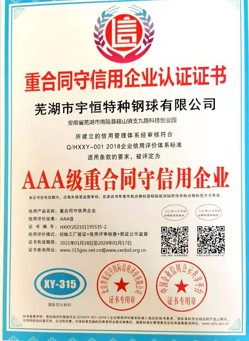 重合同守信用企業(yè)認(rèn)證證書